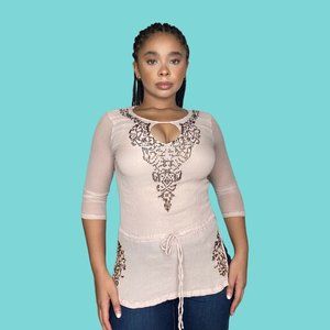 Silk Sheer Jeweled Top